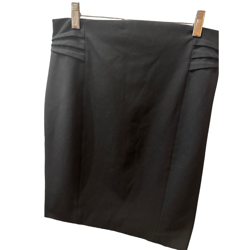 Express Skirt Womens sz 8 Black Lightweight Short Pencil Pleated Side Lined Slit